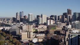 5.7K aerial stock footage of the city skyline, seen from office buildings in Downtown Denver, Colorado Aerial Stock Footage | DX0001_001664