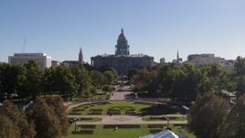 5.7K aerial stock footage ascend to approach the Colorado State Capitol, Downtown Denver, Colorado Aerial Stock Footage | DX0001_001681