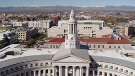 5.7K aerial stock footage approach the Denver City Council building and ascend, Downtown Denver, Colorado Aerial Stock Footage | DX0001_001699