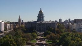 5.7K aerial stock footage a stationary view of Colorado State Capitol, Downtown Denver, Colorado Aerial Stock Footage | DX0001_001702