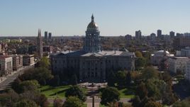 5.7K aerial stock footage approach the Colorado State Capitol during ascent, Downtown Denver, Colorado Aerial Stock Footage | DX0001_001712