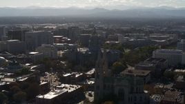 5.7K aerial stock footage of Colorado State Capitol, Denver City Council and cathedral in Downtown Denver, Colorado Aerial Stock Footage | DX0001_001777