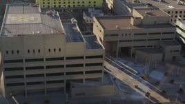 5.7K aerial stock footage of an orbit of the side of Denver Police Department in Downtown Denver, Colorado Aerial Stock Footage | DX0001_001805