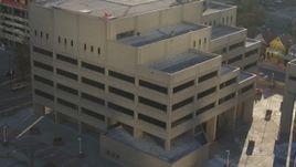 5.7K aerial stock footage of an orbit of the side of a police station in Downtown Denver, Colorado Aerial Stock Footage | DX0001_001806