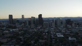 5.7K aerial stock footage of the city skyline at sunset, Downtown Denver, Colorado Aerial Stock Footage | DX0001_001832