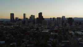 5.7K aerial stock footage flyby the city skyline at sunset, Downtown Denver, Colorado Aerial Stock Footage | DX0001_001843