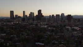 5.7K aerial stock footage of the city's skyline at sunset, Downtown Denver, Colorado Aerial Stock Footage | DX0001_001857