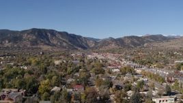 5.7K aerial stock footage ascend while flying by Boulder, Colorado with mountains in background Aerial Stock Footage | DX0001_001924