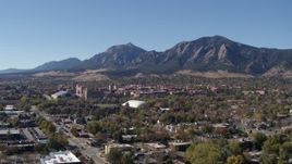5.7K aerial stock footage of the University of Colorado Boulder and Green Mountain in distance Aerial Stock Footage | DX0001_001929