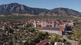 5.7K aerial stock footage of a reverse view and flyby of part of the University of Colorado Boulder campus Aerial Stock Footage | DX0001_001937