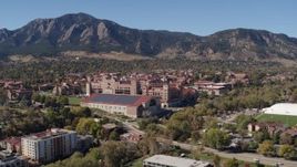 5.7K aerial stock footage flyby of part of the University of Colorado Boulder campus Aerial Stock Footage | DX0001_001938