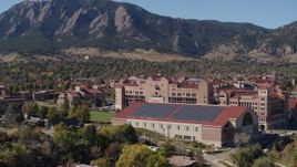 5.7K aerial stock footage flyby of part of the University of Colorado Boulder campus during descent Aerial Stock Footage | DX0001_001939