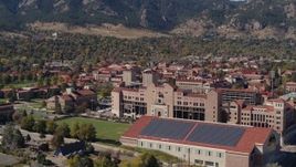 5.7K aerial stock footage ascend for view of part of the University of Colorado Boulder campus Aerial Stock Footage | DX0001_001941