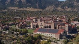 5.7K aerial stock footage a reverse view of part of the University of Colorado Boulder campus Aerial Stock Footage | DX0001_001942