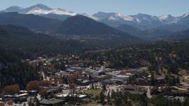 5.7K aerial stock footage of the Rocky Mountains and the town of Estes Park, Colorado Aerial Stock Footage | DX0001_001970