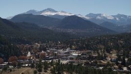 5.7K aerial stock footage of the Rocky Mountains and the town of Estes Park, Colorado while ascending Aerial Stock Footage | DX0001_001971