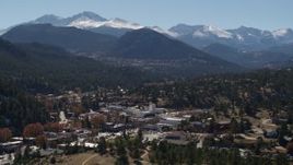 5.7K aerial stock footage of the Rocky Mountains and the mountain town of Estes Park, Colorado Aerial Stock Footage | DX0001_001972