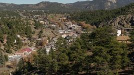 5.7K aerial stock footage reverse of road through Estes Park, Colorado Aerial Stock Footage | DX0001_001988