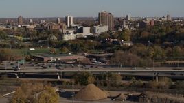 5.7K aerial stock footage track light traffic on the I-394 freeway, Minneapolis, Minnesota Aerial Stock Footage | DX0001_002187
