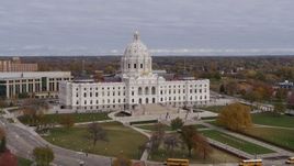 5.7K aerial stock footage of a view of the Minnesota State Capitol in Saint Paul, Minnesota during descent Aerial Stock Footage | DX0001_002392