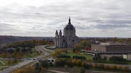 5.7K aerial stock footage descend and flyby the Cathedral of Saint Paul, Minnesota Aerial Stock Footage | DX0001_002406