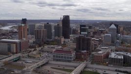 5.7K aerial stock footage flyby the city's downtown skyline in Downtown Saint Paul, Minnesota Aerial Stock Footage | DX0001_002421
