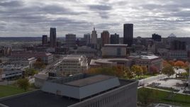 5.7K aerial stock footage of flying by courthouse with view of the city skyline, Downtown Saint Paul, Minnesota Aerial Stock Footage | DX0001_002435