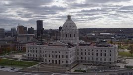 5.7K aerial stock footage orbit state capitol building, with city skyline visible in background, Saint Paul, Minnesota Aerial Stock Footage | DX0001_002445