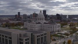 5.7K aerial stock footage circling the state capitol building, with city skyline visible in background, Saint Paul, Minnesota Aerial Stock Footage | DX0001_002446