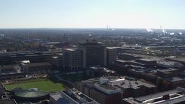 5.7K aerial stock footage orbiting an office building in Indianapolis, Indiana Aerial Stock Footage | DX0001_002851