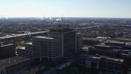 5.7K aerial stock footage of an orbit of an office building in Indianapolis, Indiana Aerial Stock Footage | DX0001_002852