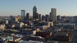5.7K aerial stock footage of the skyline's tall skyscrapers in Downtown Indianapolis, Indiana Aerial Stock Footage | DX0001_002897