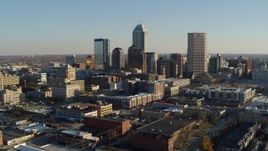 5.7K aerial stock footage of the skyline's tall skyscrapers in Downtown Indianapolis, Indiana Aerial Stock Footage | DX0001_002902