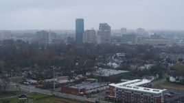 5.7K aerial stock footage of a view of the city skyline from residential neighborhoods, Downtown Lexington, Kentucky Aerial Stock Footage | DX0001_003204