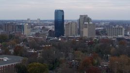 5.7K aerial stock footage descend and slowly pass the city's skyline in Downtown Lexington, Kentucky Aerial Stock Footage | DX0001_003217