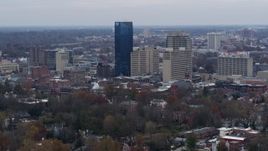 5.7K aerial stock footage slowly flyby the city's skyline before flying away in Downtown Lexington, Kentucky Aerial Stock Footage | DX0001_003218