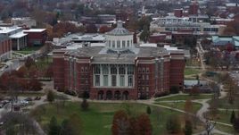 5.7K aerial stock footage descend while focused on a University of Kentucky library, Lexington, Kentucky Aerial Stock Footage | DX0001_003246
