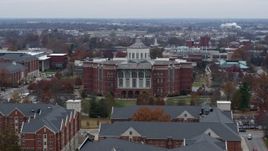 5.7K aerial stock footage of passing by a University of Kentucky library, Lexington, Kentucky Aerial Stock Footage | DX0001_003248