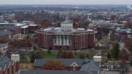 5.7K aerial stock footage flyby and approach a University of Kentucky library, Lexington, Kentucky Aerial Stock Footage | DX0001_003249