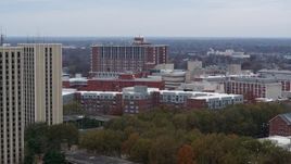 5.7K aerial stock footage reverse view of dorms at the University of Kentucky campus, Lexington, Kentucky Aerial Stock Footage | DX0001_003253