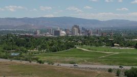 5.7K aerial stock footage of a view of the city skyline in Reno, Nevada Aerial Stock Footage | DX0001_004_002