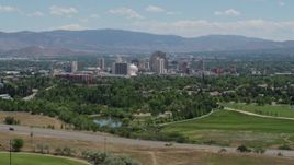 5.7K aerial stock footage of the hotels of the city skyline in Reno, Nevada Aerial Stock Footage | DX0001_004_003