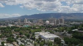 5.7K aerial stock footage of hotels and casinos of the skyline of Reno, Nevada Aerial Stock Footage | DX0001_004_026