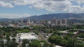 5.7K aerial stock footage of hotels and casinos of the city's skyline in Reno, Nevada Aerial Stock Footage | DX0001_004_027