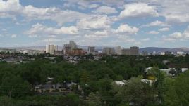 5.7K aerial stock footage of a view of the city's skyline seen from west of the city in Reno, Nevada Aerial Stock Footage | DX0001_004_036