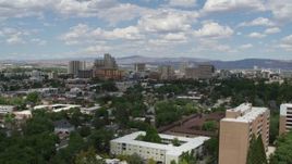 5.7K aerial stock footage of hotels and casinos of the city's skyline, seen from west of the city in Reno, Nevada Aerial Stock Footage | DX0001_004_040