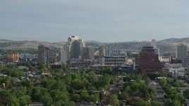 5.7K aerial stock footage of slowly flying by office buildings, resort casinos and hotels in Reno, Nevada Aerial Stock Footage | DX0001_006_012