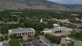 5.7K aerial stock footage of the Nevada State Capitol behind the Supreme Court and State Library in Carson City, Nevada Aerial Stock Footage | DX0001_007_012