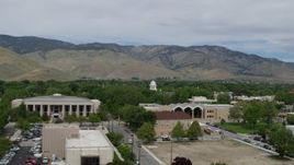 5.7K aerial stock footage approach the Supreme Court, the Nevada State Capitol, and State Library in Carson City, Nevada Aerial Stock Footage | DX0001_007_016