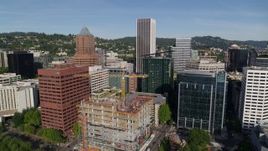 5.7K aerial stock footage of downtown office buildings and World Trade Center in Downtown Portland, Oregon Aerial Stock Footage | DX0001_011_023
